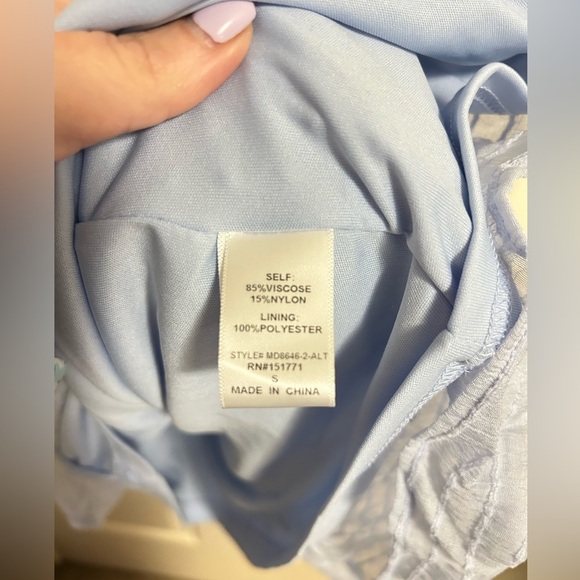 Altar’d State Blue Frilly Tie Straps Lined Mini Dress Small - Picture 4 of 5